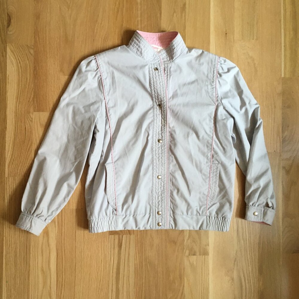 Vintage Chore Coat / Light Jacket - Baby Blue w/ Pink Piping Western Fall Jacket